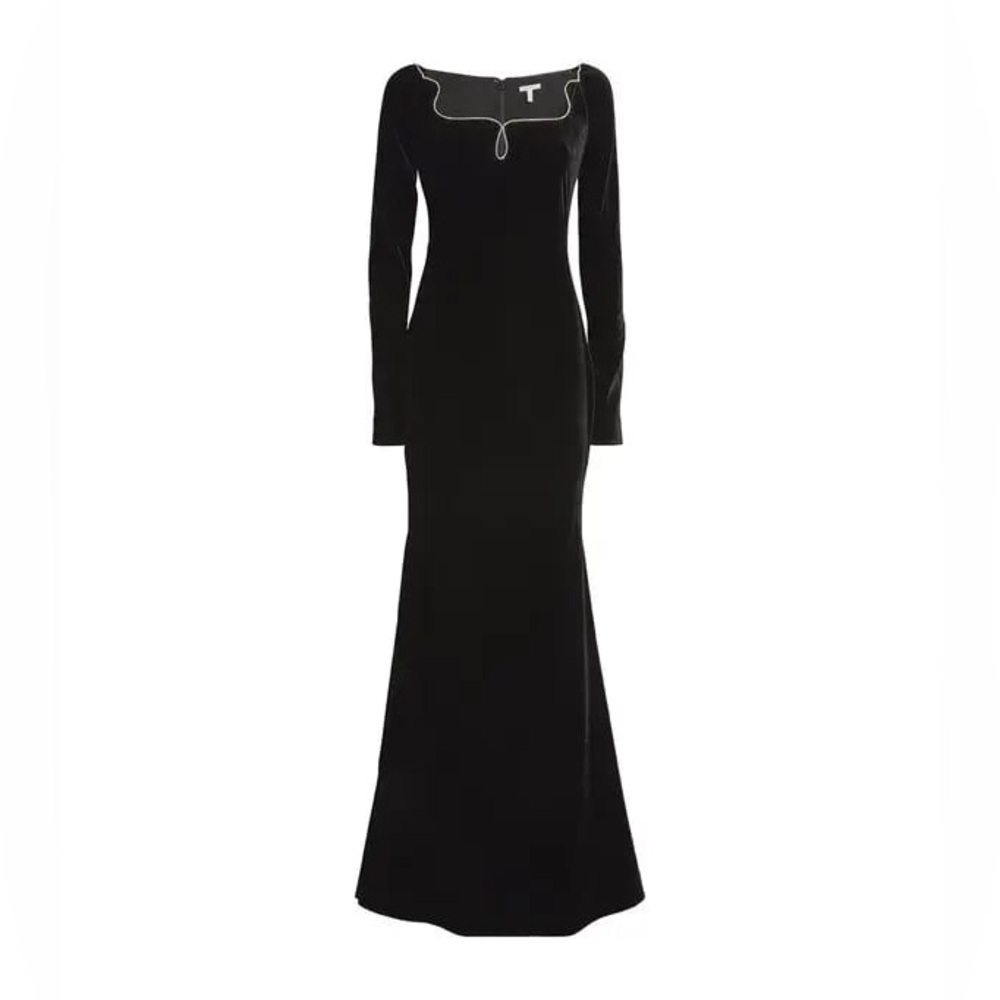 Rachel Gilbert Helios Velvet Embellished Long Sleeve Mermaid Gown AU1/US4 NWOT
